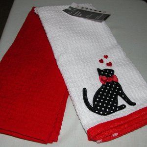 Casaba NWT (2) prs. of Cat/Solid Kitchen Towels